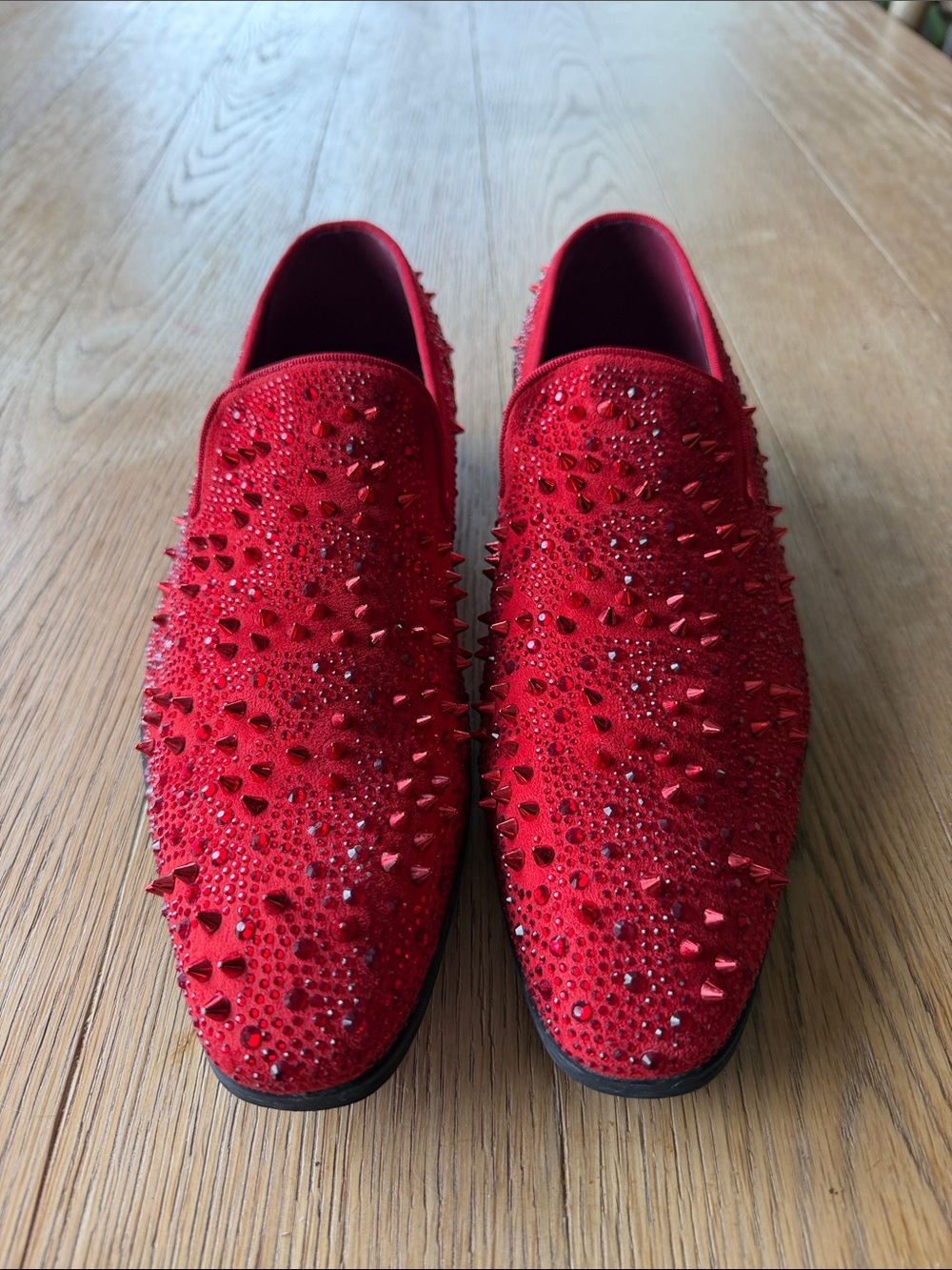 Men's Red Studded Slip-On Loafers